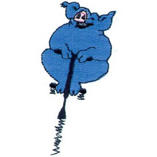 Picture of Pig On Pogo Stick Machine Embroidery Design