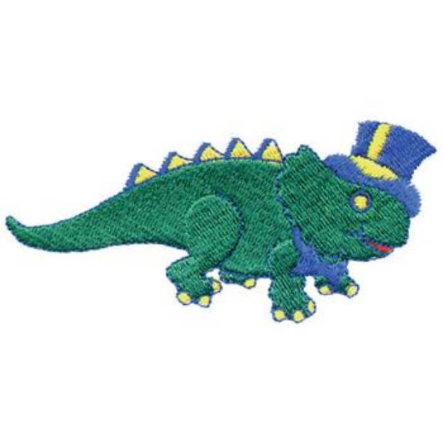 Picture of Dino With Top Hat Machine Embroidery Design