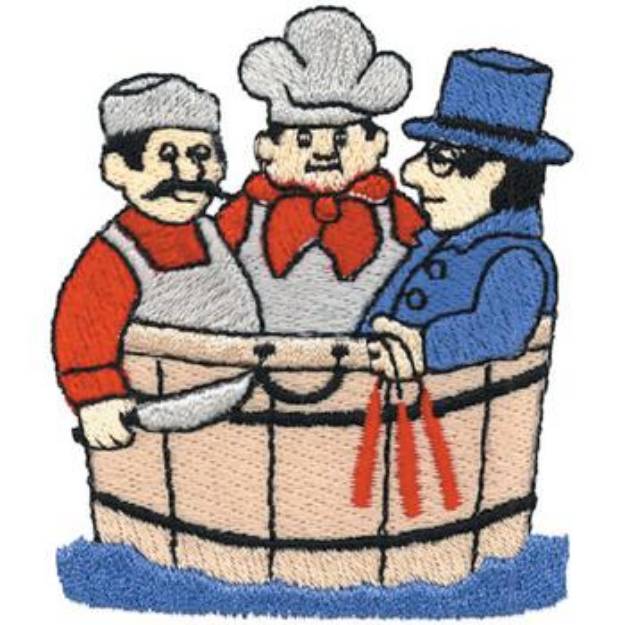 Picture of Three Men In Tub Machine Embroidery Design