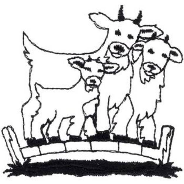 Picture of Billy Goats Gruff Outline Machine Embroidery Design