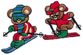Skiing Bears Machine Embroidery Design