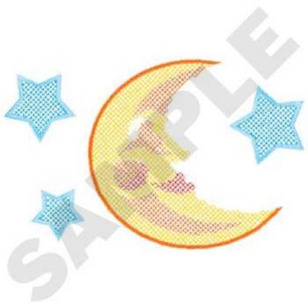 Picture of Moon And Stars Machine Embroidery Design