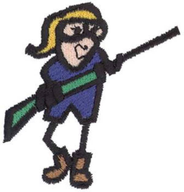 Picture of Hunter Stick Girl Machine Embroidery Design