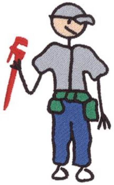 Picture of Stick Person Plumber Machine Embroidery Design