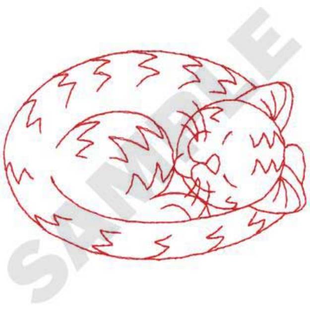 Picture of Redwork Cat Machine Embroidery Design