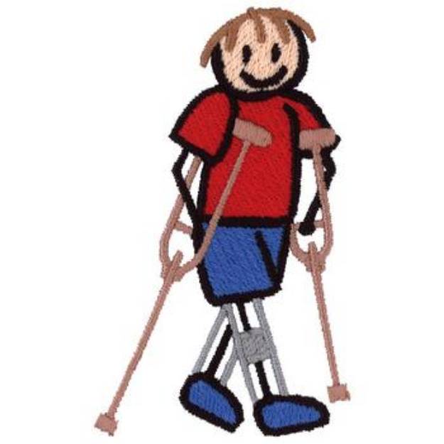 Picture of Kid On Crutches Machine Embroidery Design