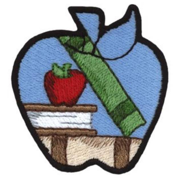 Picture of School Apple Machine Embroidery Design