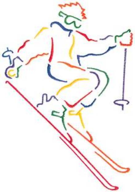 Picture of Skier Outline Machine Embroidery Design