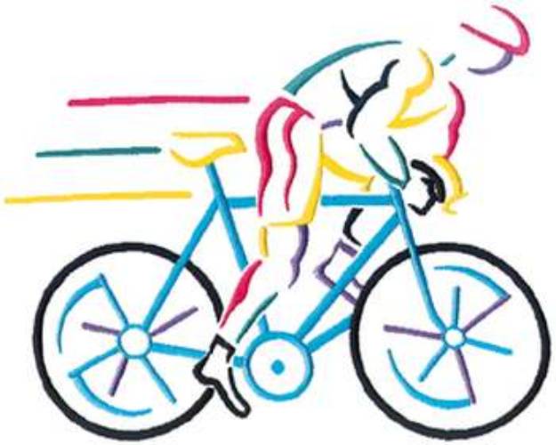 Picture of Bicyclist Outline Machine Embroidery Design