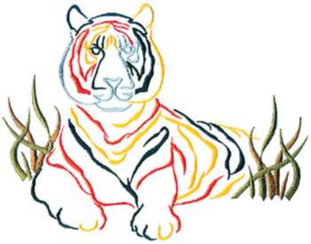 Picture of Tiger Outline Machine Embroidery Design