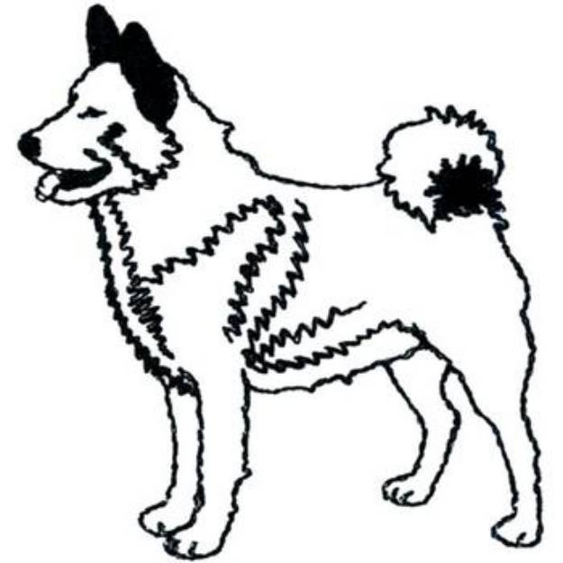 Picture of Elkhound Outline Machine Embroidery Design