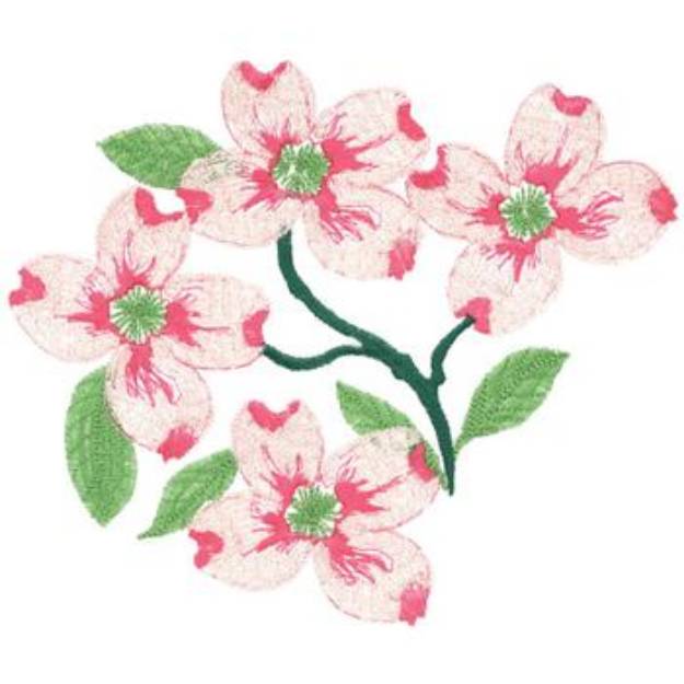 Picture of Dog Wood Flower Machine Embroidery Design