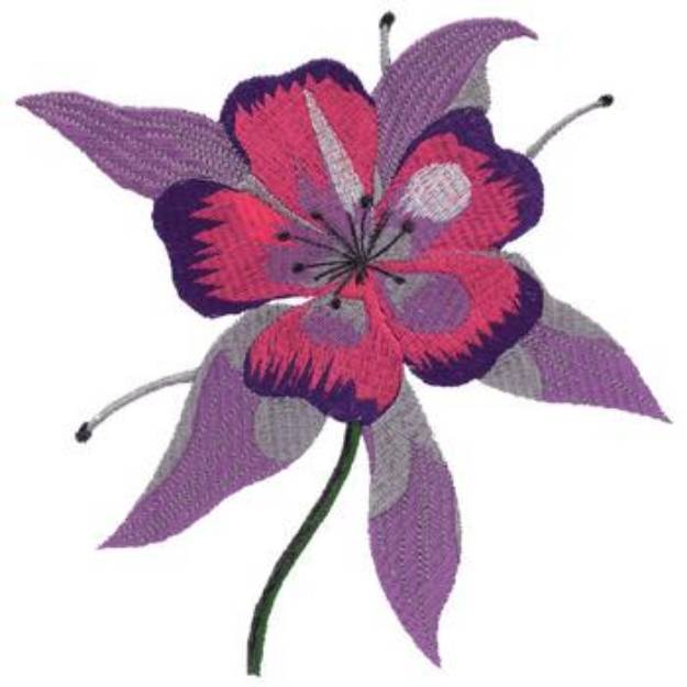 Picture of Large Purple Columbine Machine Embroidery Design