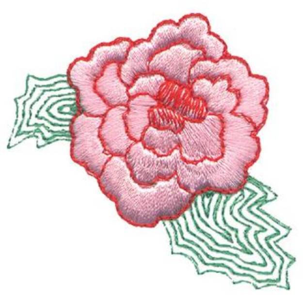 Picture of Medium Pink Peony Machine Embroidery Design