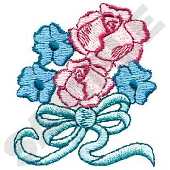 Flowers And Ribbon Machine Embroidery Design