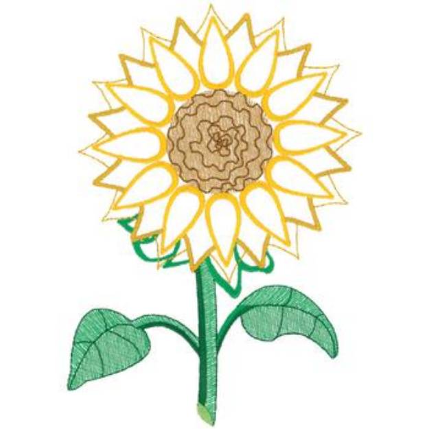 Picture of Sunflower Outline Machine Embroidery Design