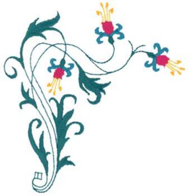 Picture of Floral Corner Machine Embroidery Design