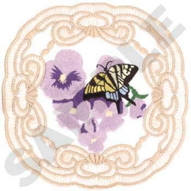 Picture of Lace And Pansies Machine Embroidery Design