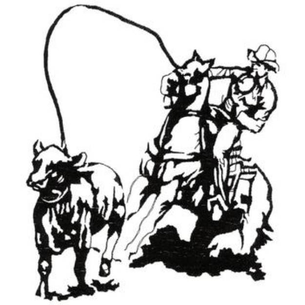 Picture of Calf Roper Outline Machine Embroidery Design