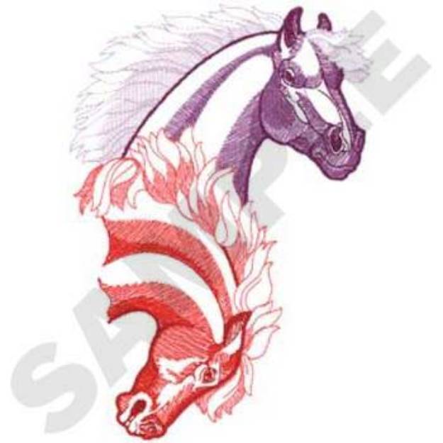 Picture of Two Horse Heads Machine Embroidery Design