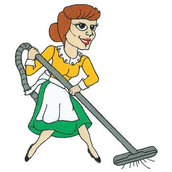 Maid With Vacuum Machine Embroidery Design