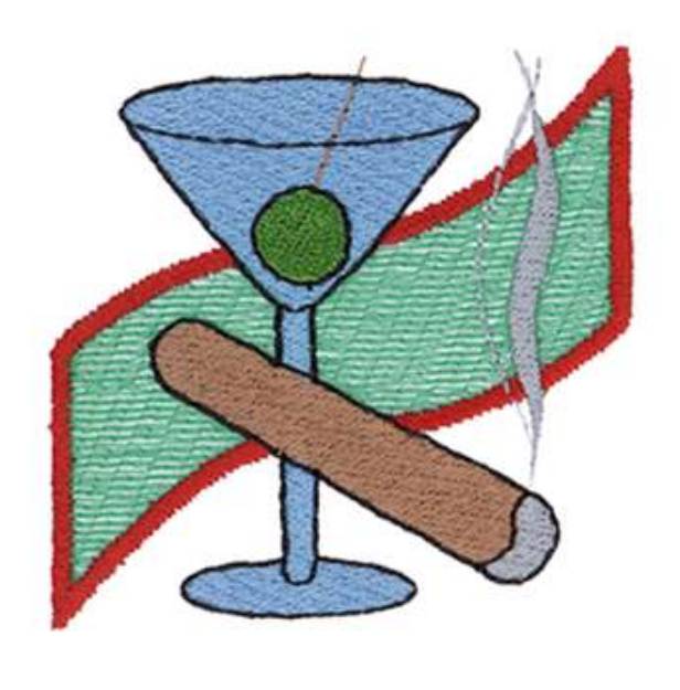 Picture of Cigar And Martini Machine Embroidery Design