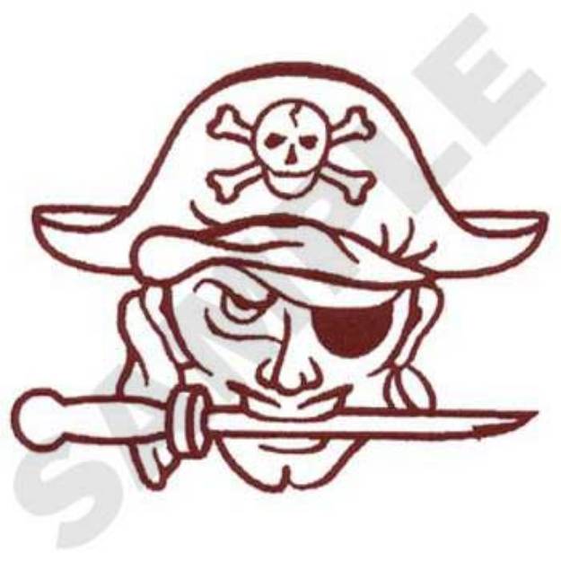 Picture of Pirate Head Outline Machine Embroidery Design