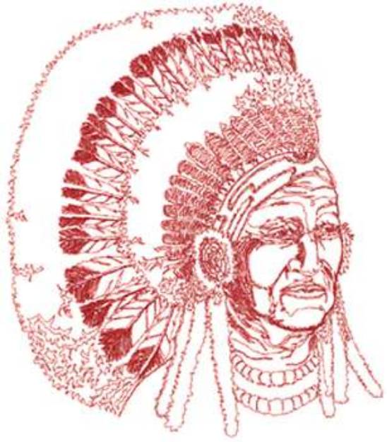 Picture of Indian In Headdress Machine Embroidery Design