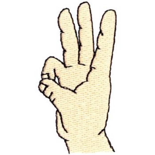 Picture of Letter W Sign Language Machine Embroidery Design