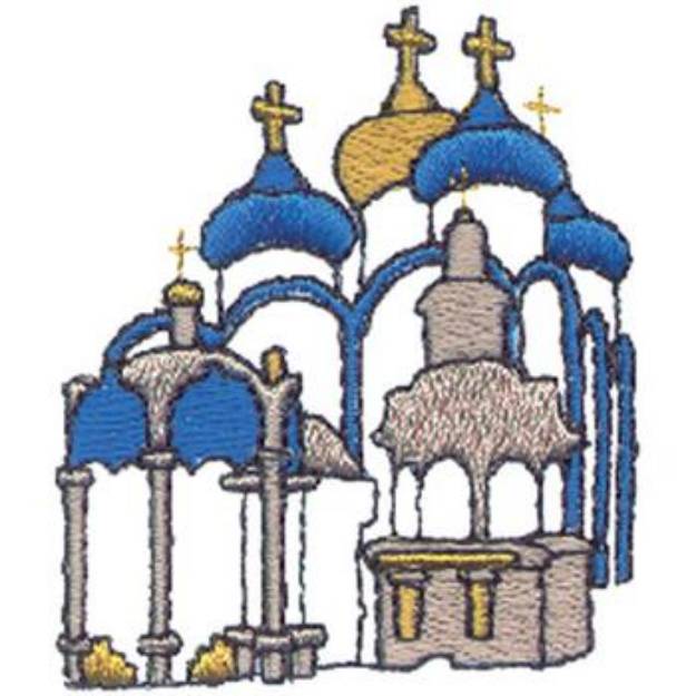 Picture of Old City Church Scene Machine Embroidery Design