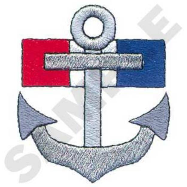 Picture of Anchor With Flag Machine Embroidery Design