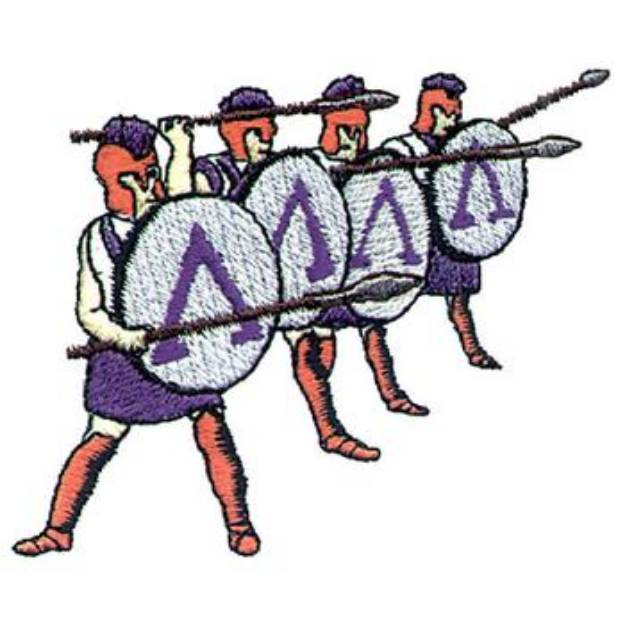 Picture of Four Soldiers With Shields Machine Embroidery Design