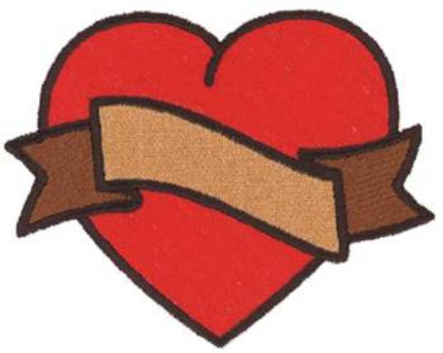 Picture of Heart With Banner Machine Embroidery Design