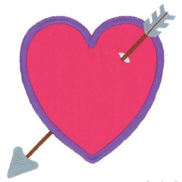 Picture of Arrow Thru Heart Applique Machine Embroidery Design