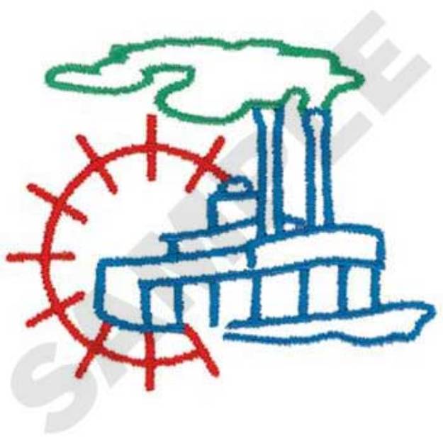 Picture of Paddleboat Outline Machine Embroidery Design