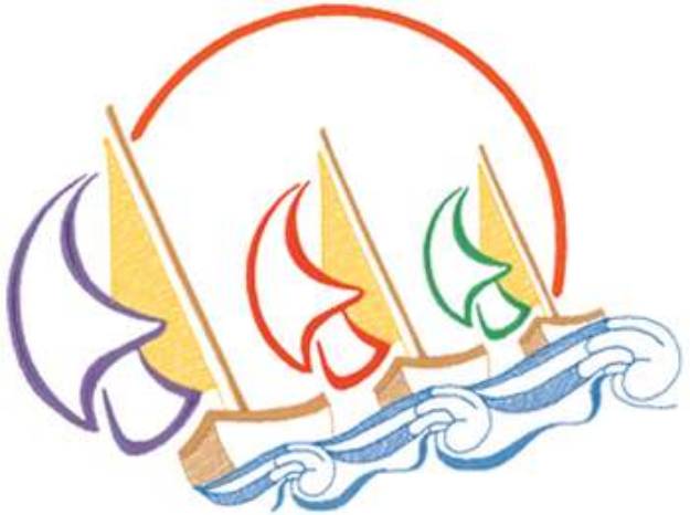 Picture of Sailboat Outline Machine Embroidery Design