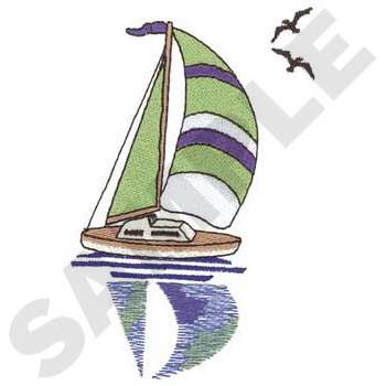 Sailboat With Shadow Machine Embroidery Design