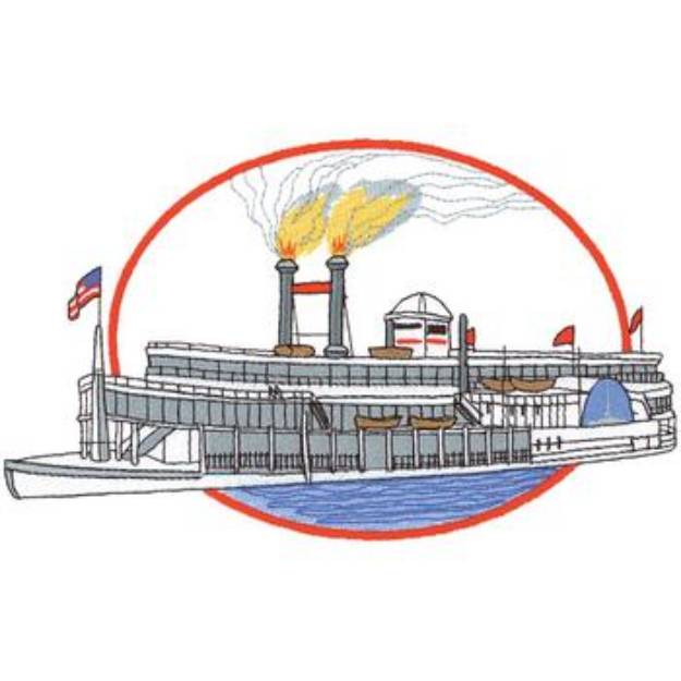 Picture of Steamboat Machine Embroidery Design