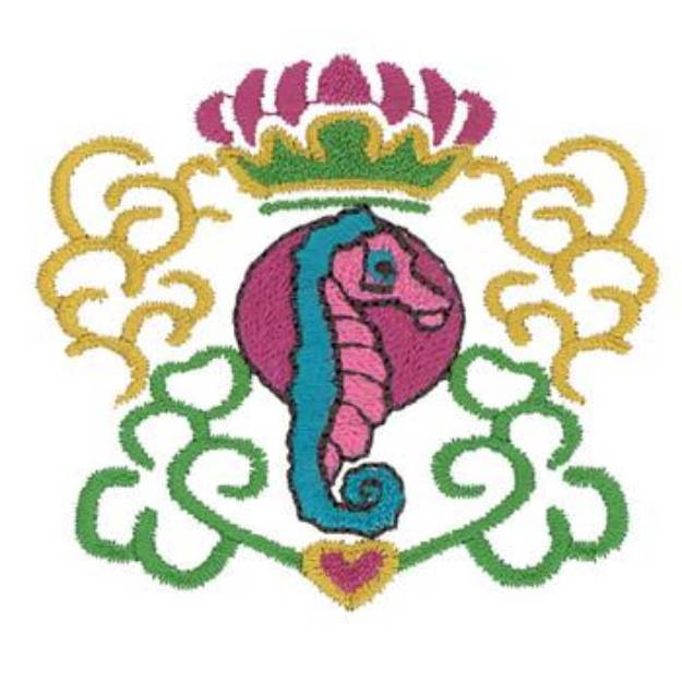 Picture of Sea Horse Crest Machine Embroidery Design