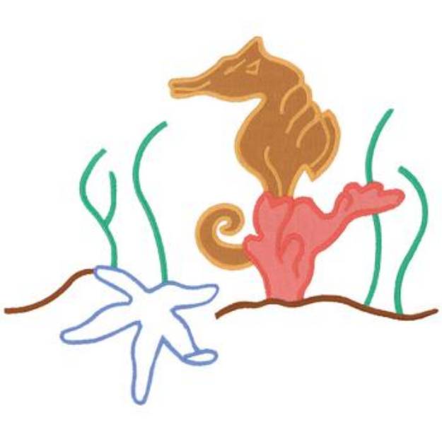 Picture of Sea Horse Scene Machine Embroidery Design