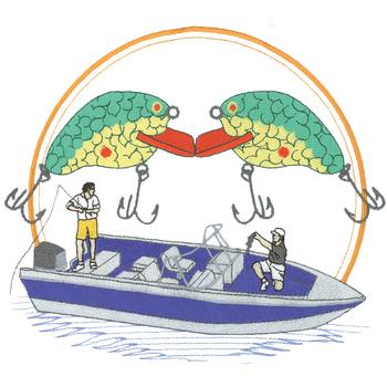 Fishing Logo Machine Embroidery Design