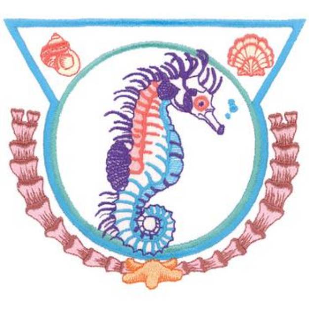 Picture of Sea Horse Crest Machine Embroidery Design