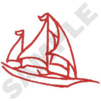 Red Sailboat Outline Machine Embroidery Design
