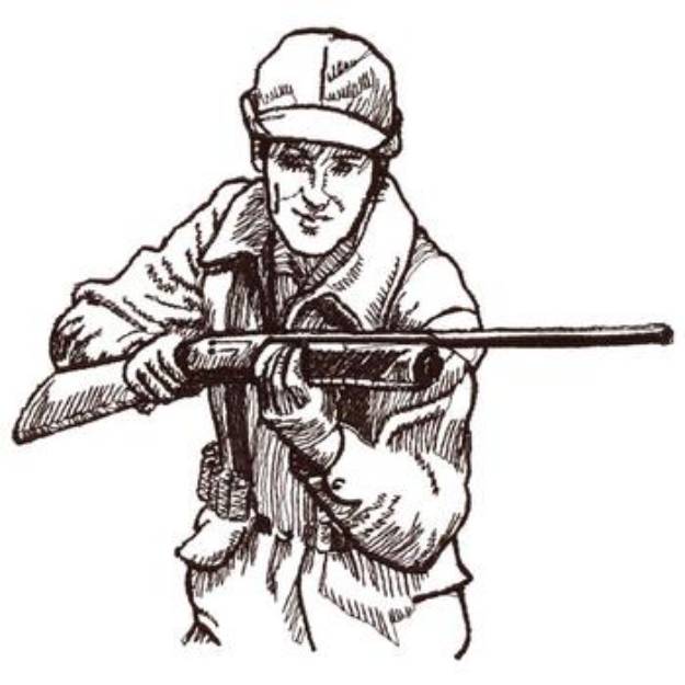 Picture of Hunter With Gun Outline Machine Embroidery Design