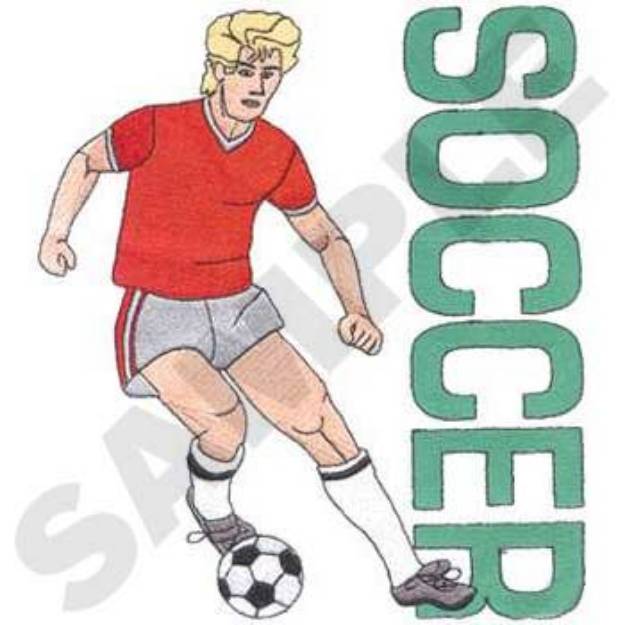 Picture of Male Soccer Player Machine Embroidery Design