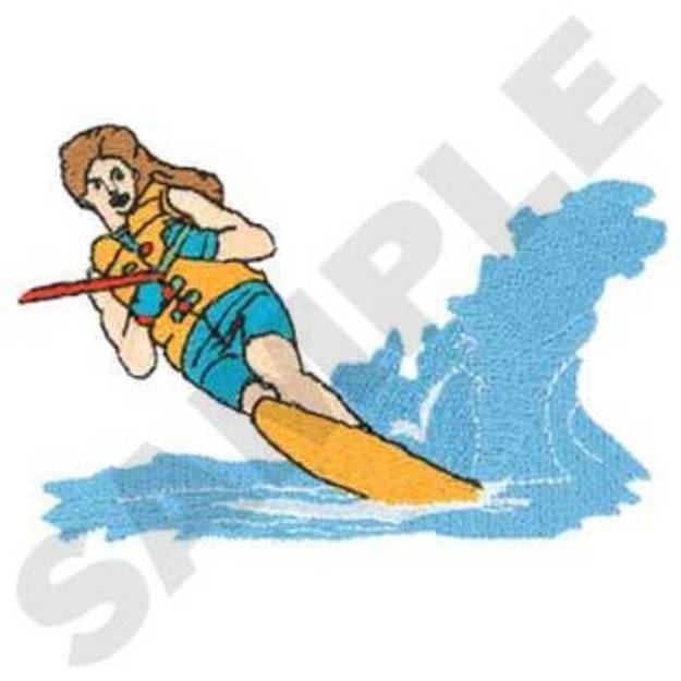 Picture of Female Water Skier Machine Embroidery Design