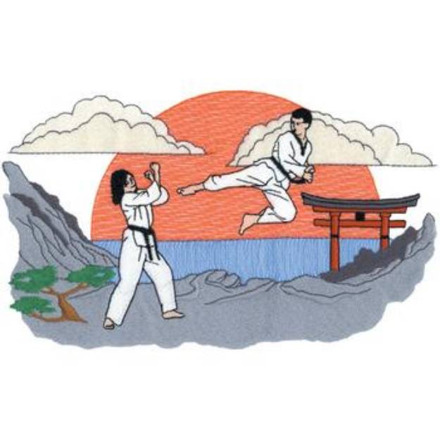 Picture of Martial Arts Scene Machine Embroidery Design