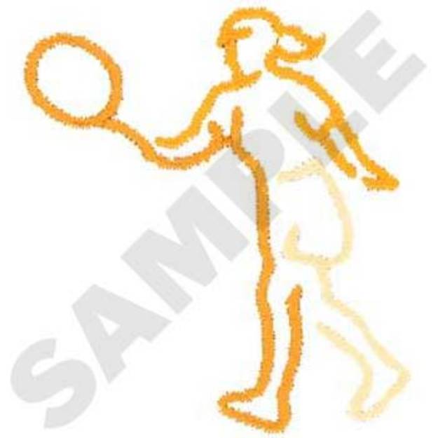 Picture of Womens Tennis Outline Machine Embroidery Design