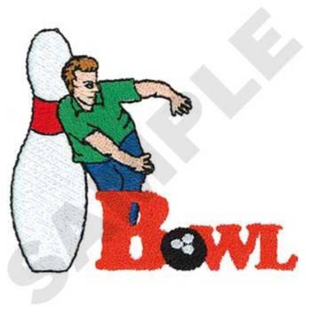 Picture of Man Bowling Logo Machine Embroidery Design