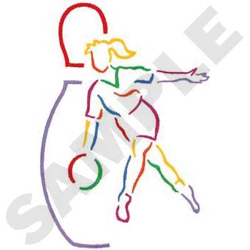 Female Bowler Outline Machine Embroidery Design